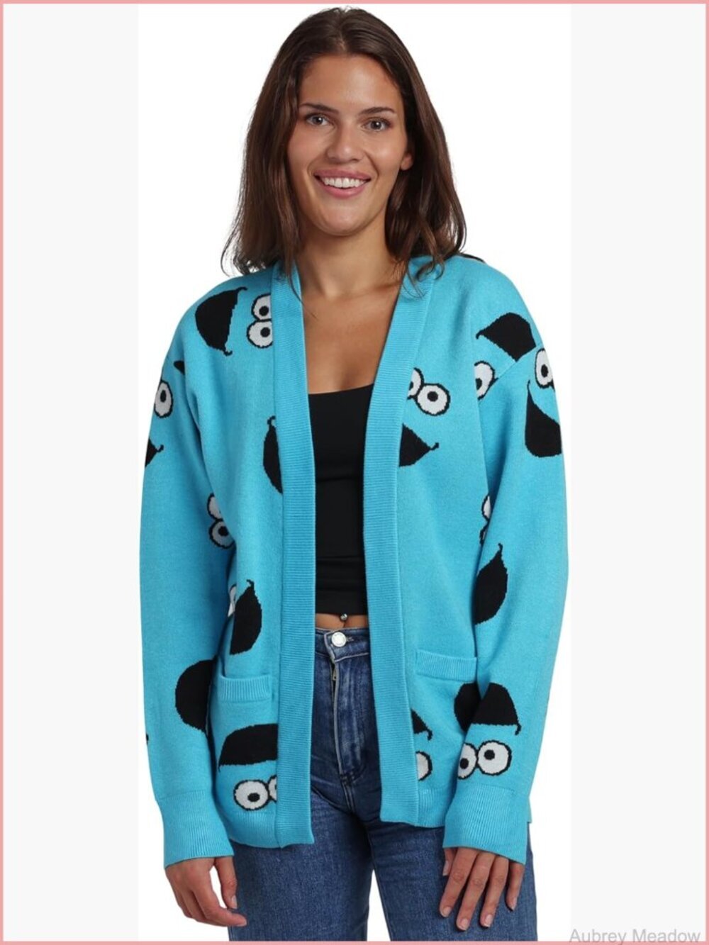 Cookie Monster All-Over Print Long Sleeve Cardigan Sweater